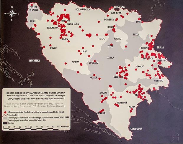 The map of mass graves in Bosnia and Herzegovina, so far discovered